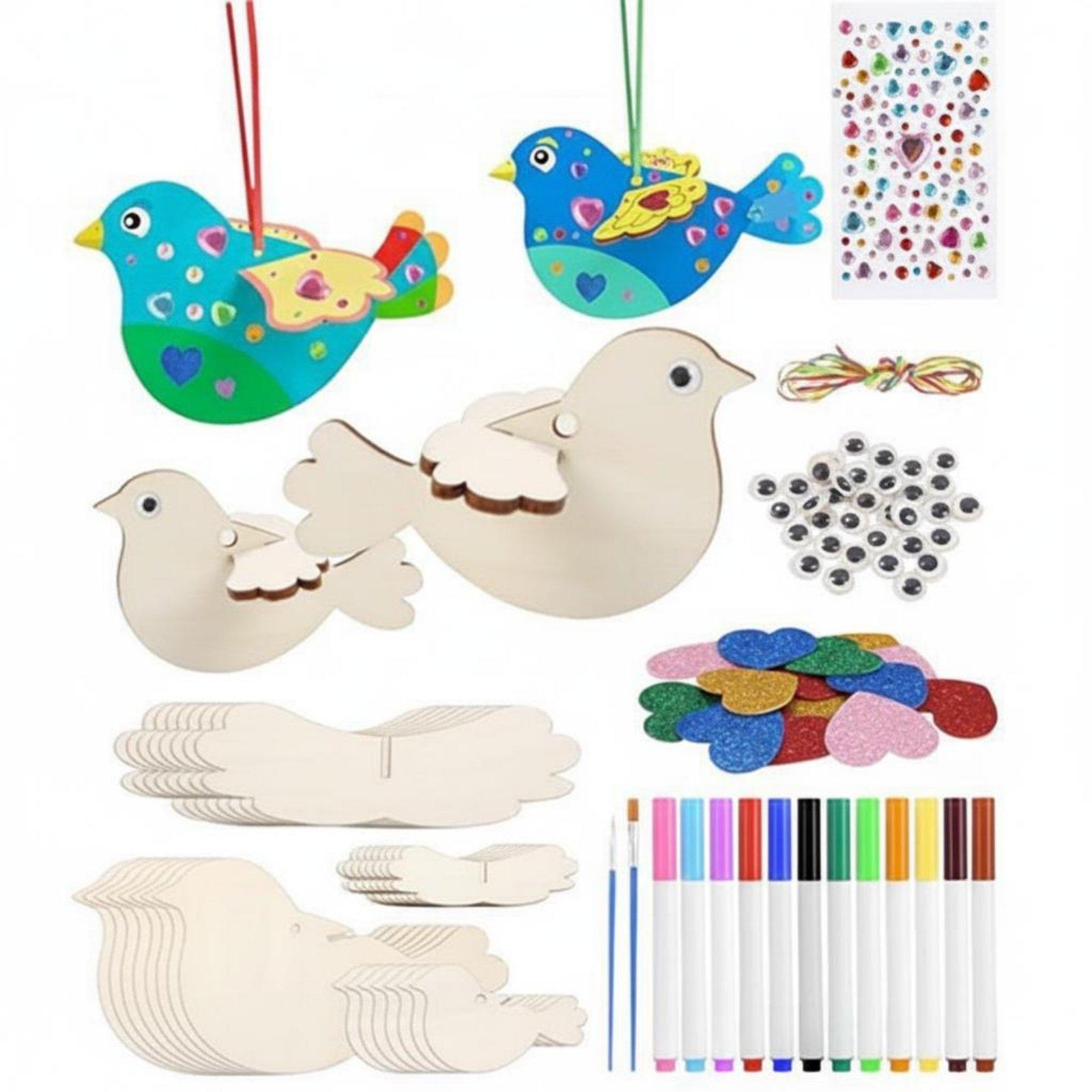 DIY Wooden Bird Ornament Craft - Kids Education Activities 评论和价格