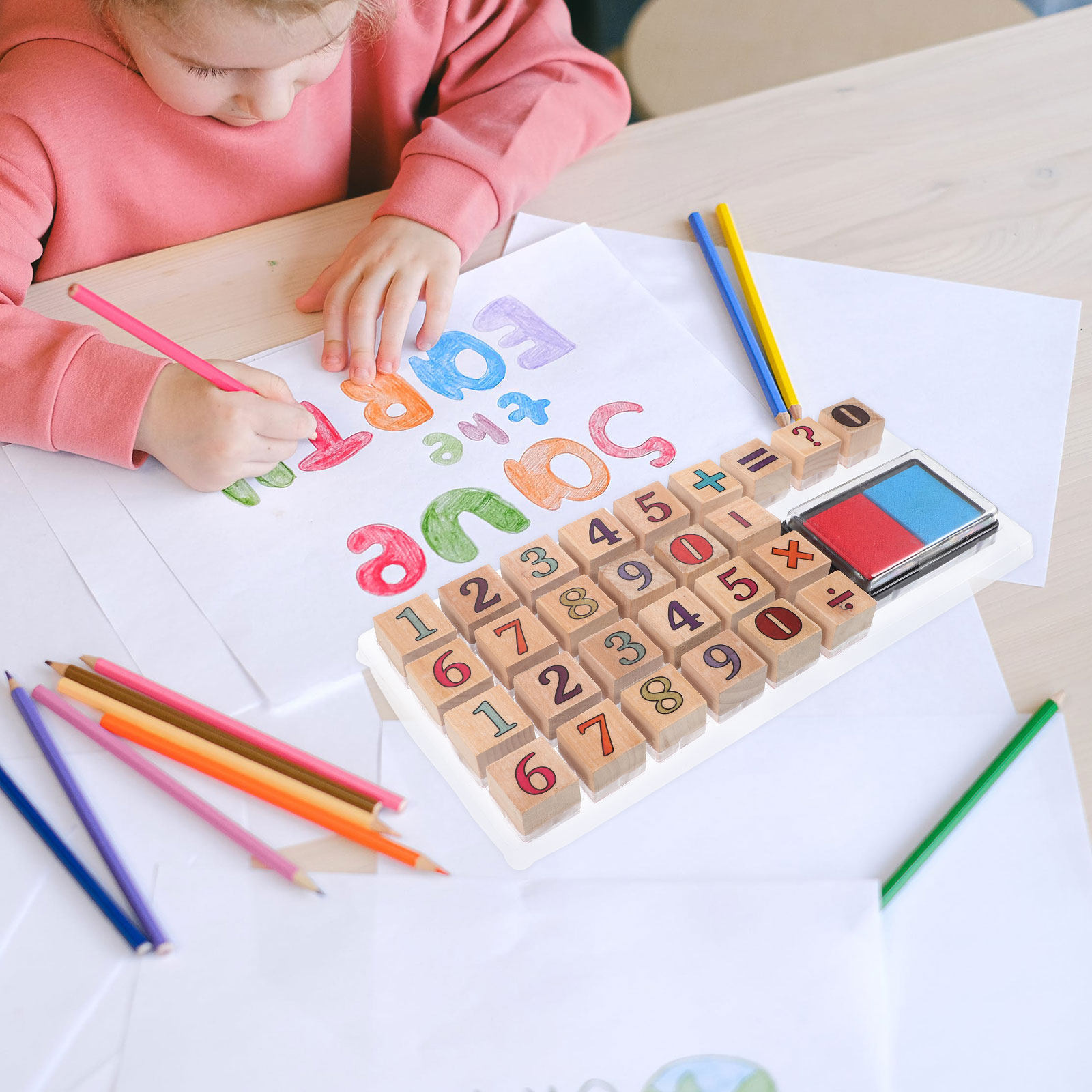 1Set Wooden Number Stampers Cr - Kids Education Number 评论和价格