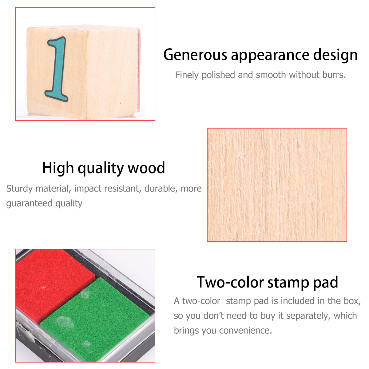 1Set Wooden Number Stampers Cr - Kids Education Number 评论和价格