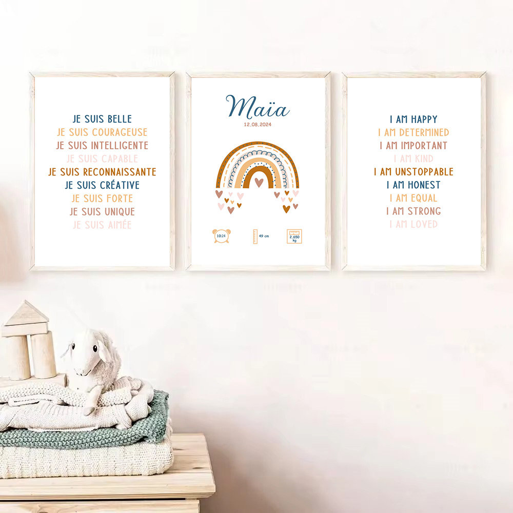 Custom Baby Name Birth Poster  - Kids Education Name 评论和价格